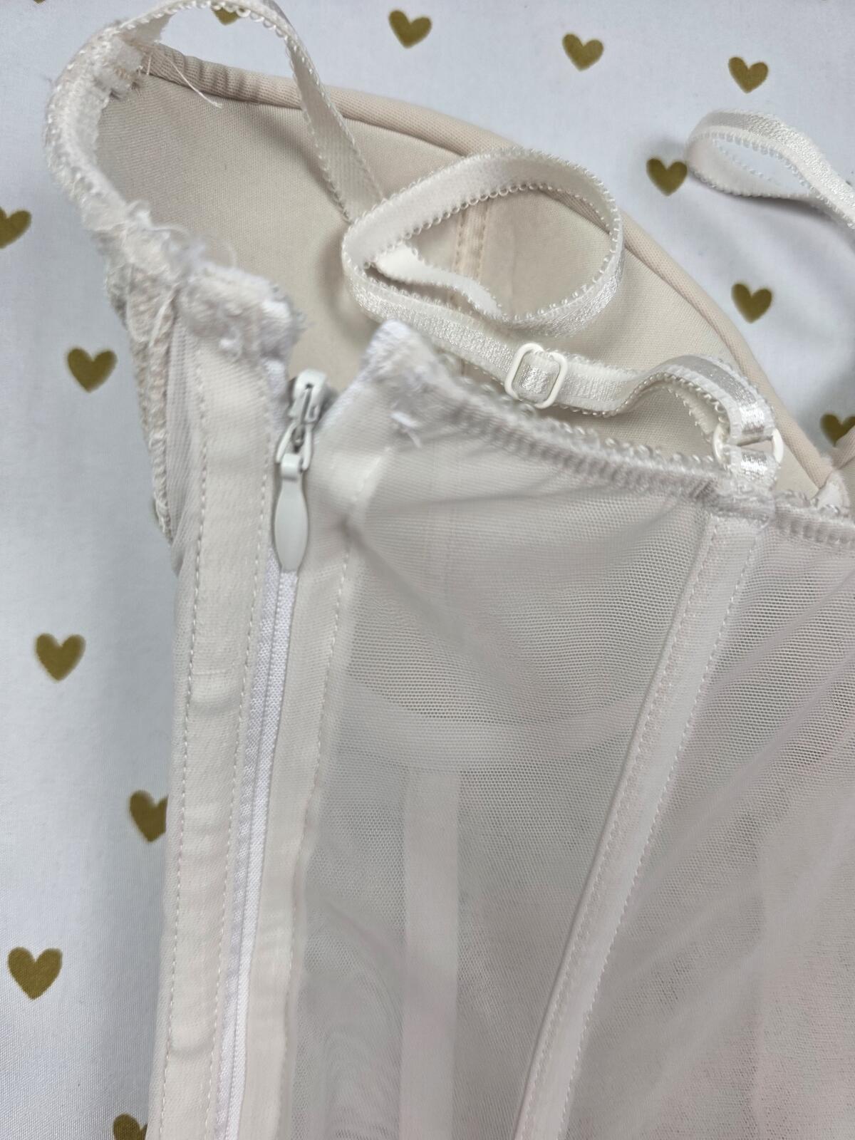 Victorias Secret 32D Side Zip Push Up Bustier Corset Bra top White