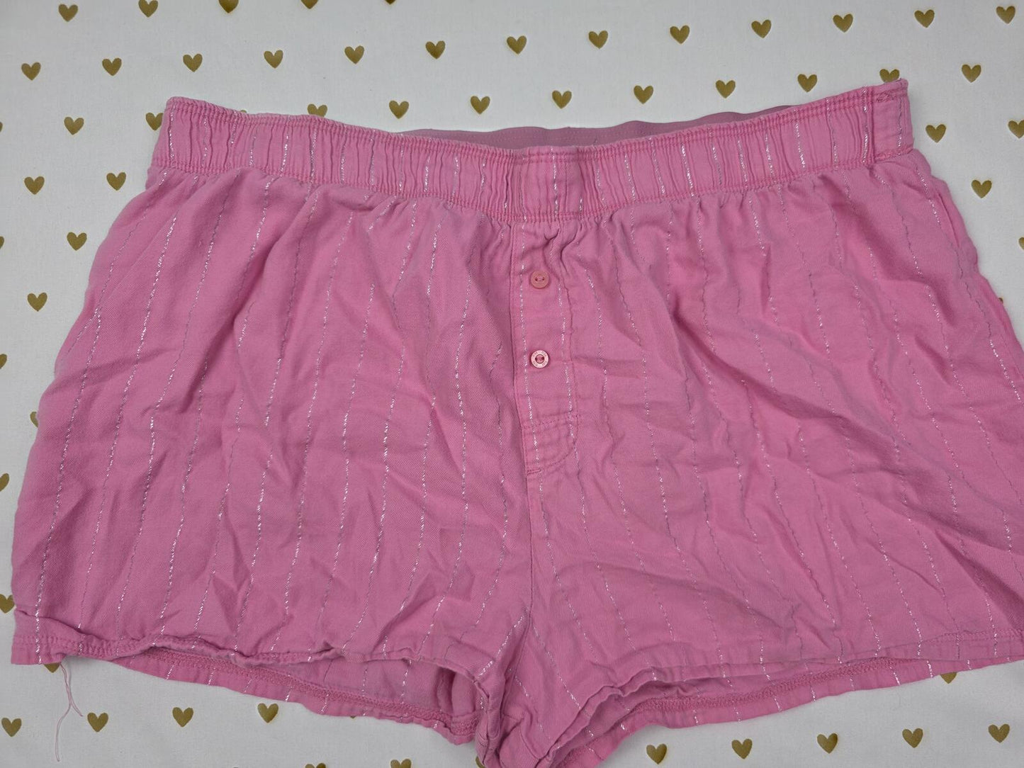 Victorias Secret PINK Shimmer Stripe MEDIUM Sleep Shorts Boxers Pajama Bottoms