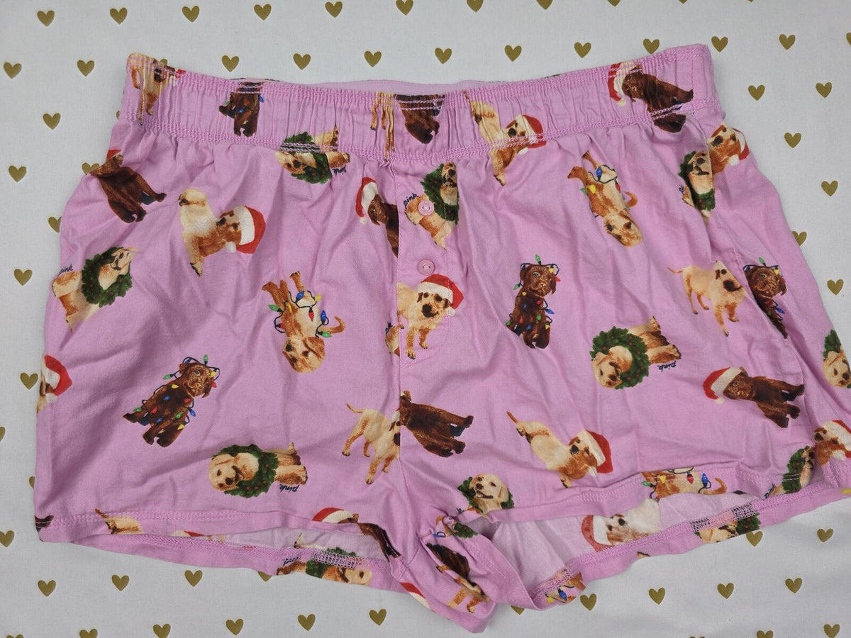 Victorias Secret PINK DOGS Christmas XS Sleep Shorts Boxers Pajama Bottoms