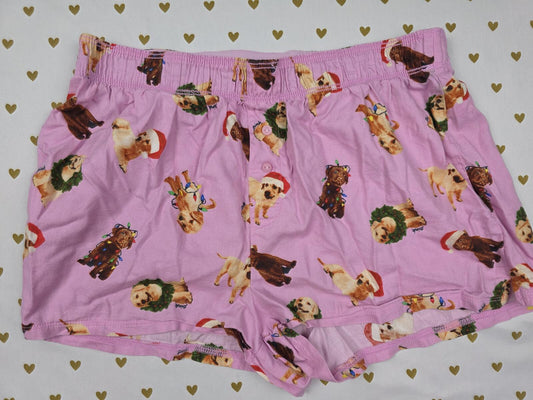 Victorias Secret PINK DOGS Christmas XS Sleep Shorts Boxers Pajama Bottoms