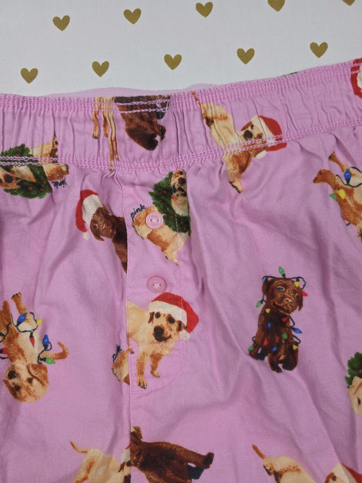 Victorias Secret PINK DOGS Christmas XS Sleep Shorts Boxers Pajama Bottoms