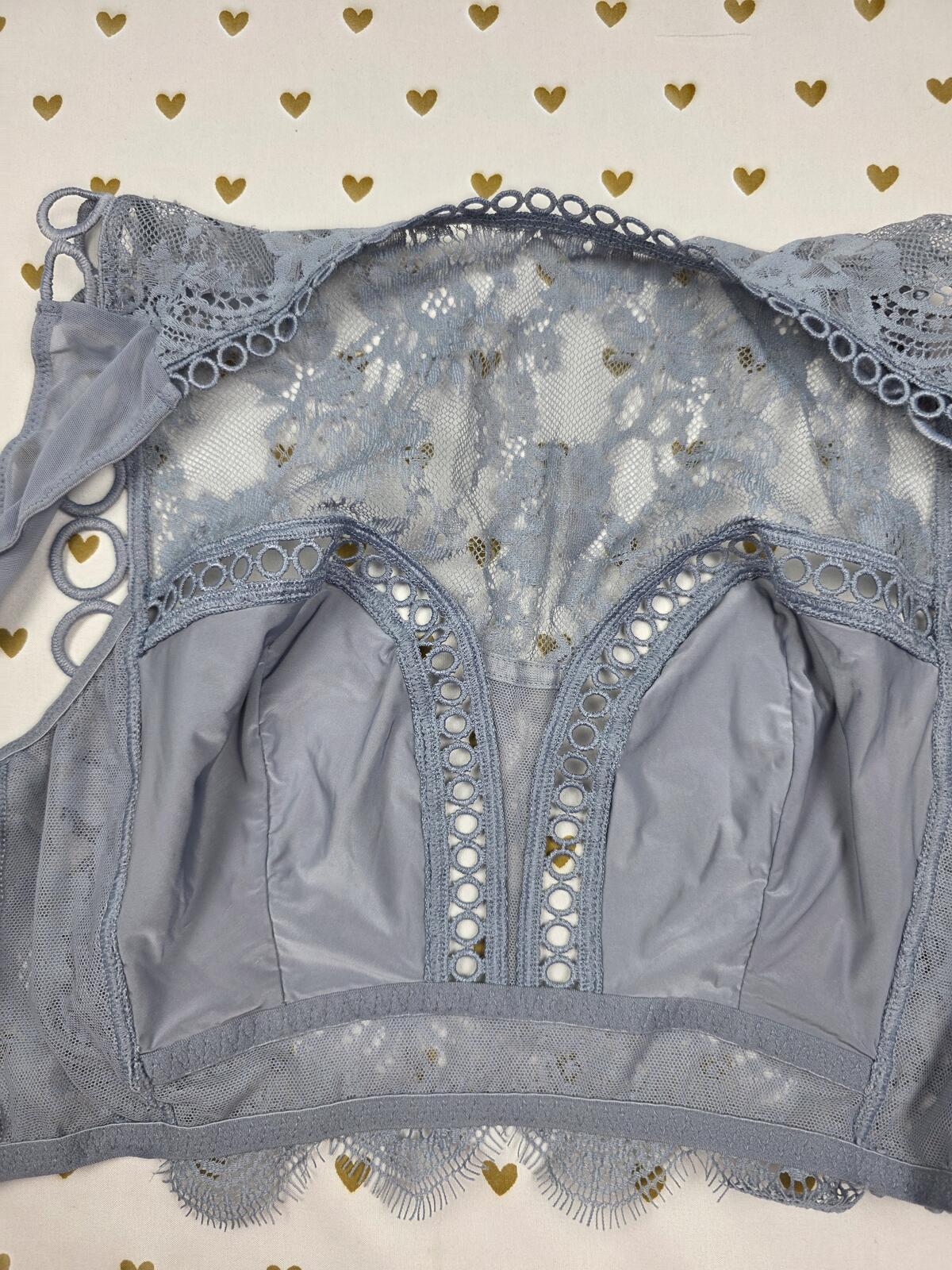Victorias Secret Blue Small High Line Lace Bralette Bra Top Tank