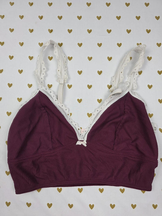 Victorias Secret Small Maroon Lace Accent Soft Bralette Bra Top Tank