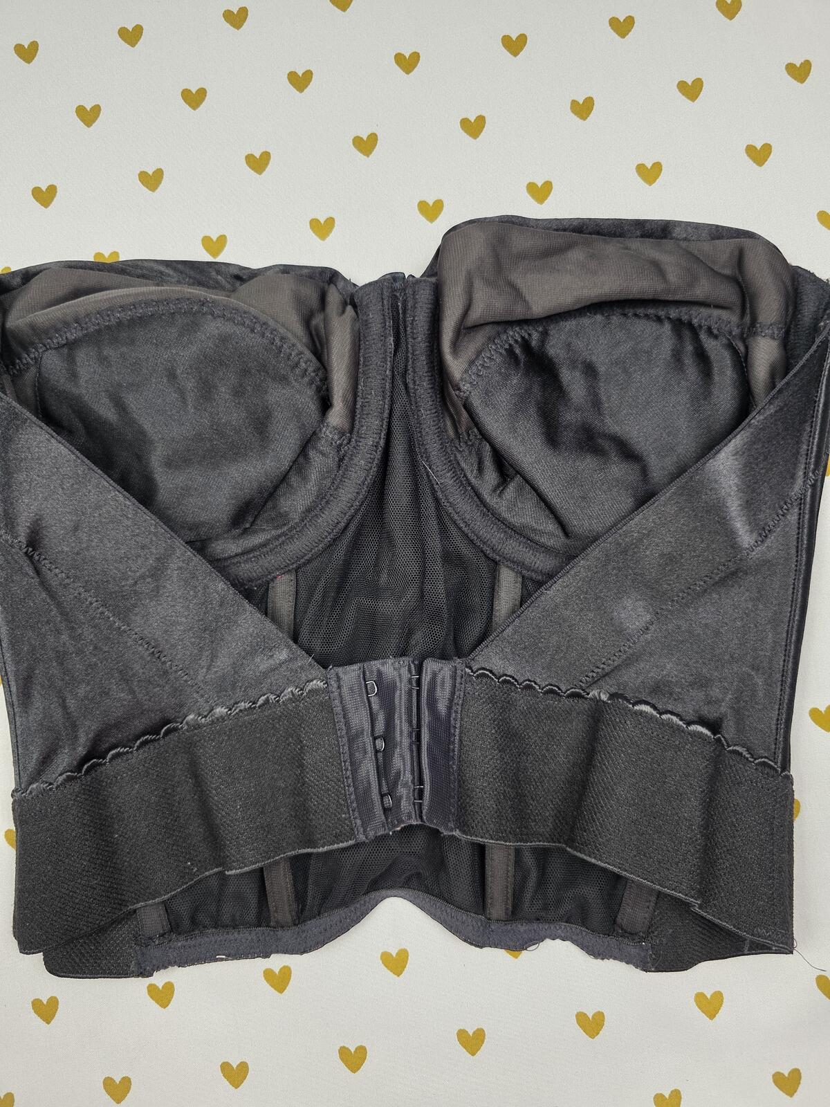 Victorias Secret Black Satin Backless Strapless Heart Label VINTAGE Bra 36D