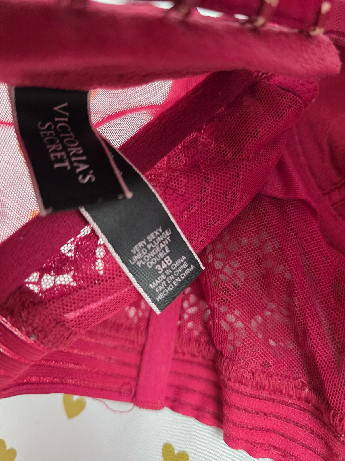Victorias Secret red Lace Bra Top Corset Bustier Push Up 34B