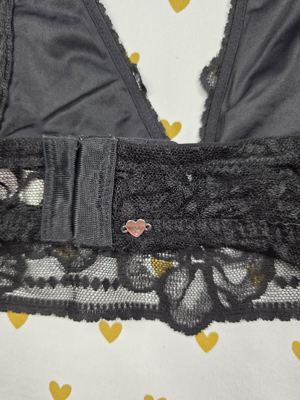 Victorias Secret Pink Black halter Lace LARGE  Bralette Bra Top Tank