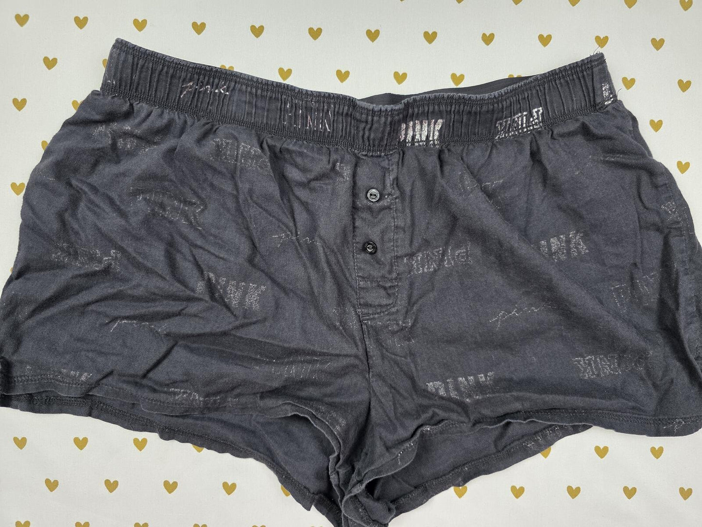 Victorias Secret PINK Small Black Logo Sleep Shorts Boxers Pajama Bottoms