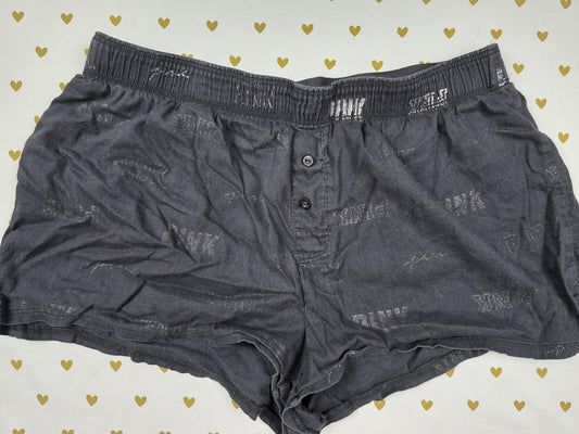 Victorias Secret PINK Small Black Logo Sleep Shorts Boxers Pajama Bottoms
