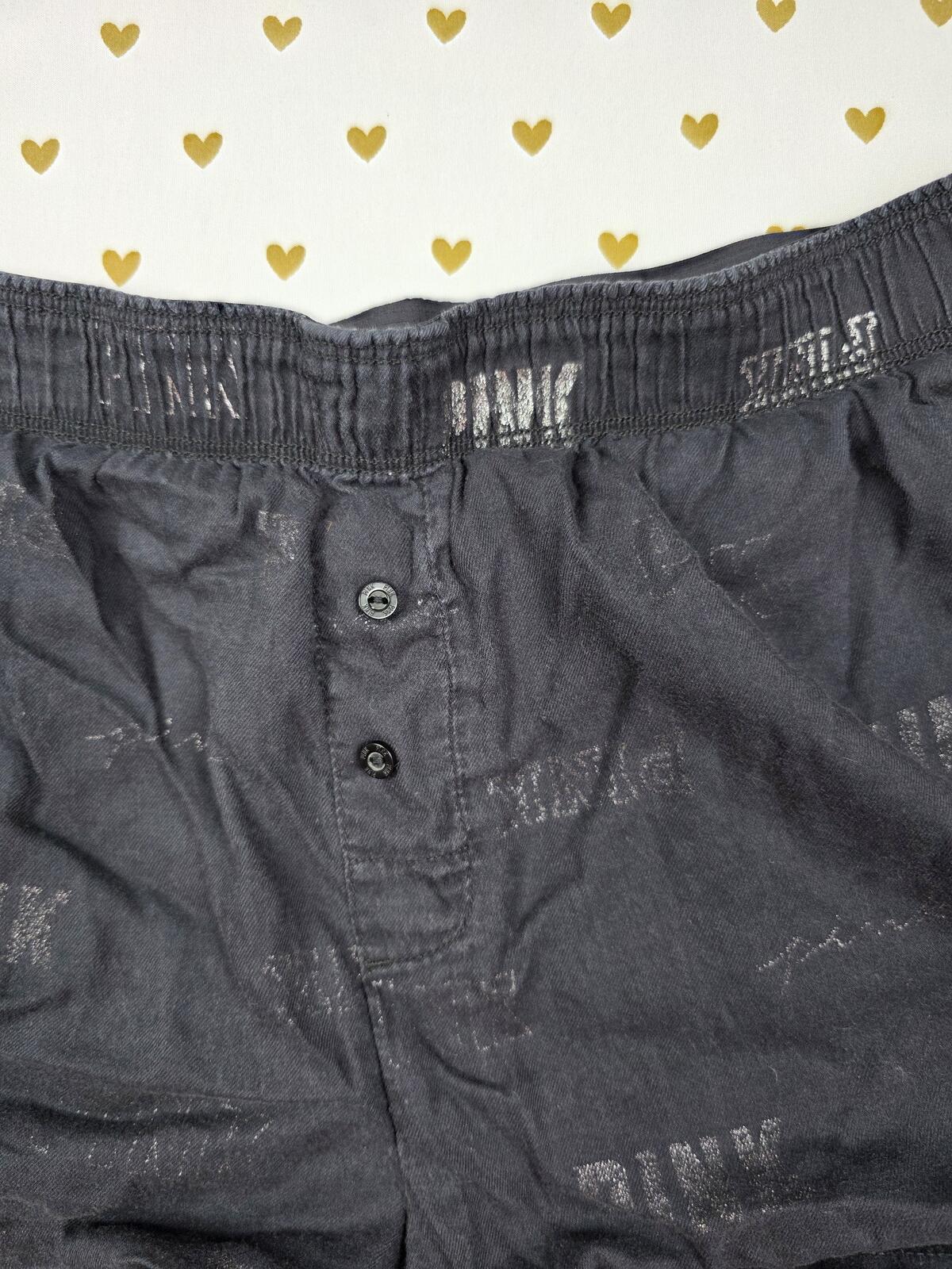 Victorias Secret PINK Small Black Logo Sleep Shorts Boxers Pajama Bottoms