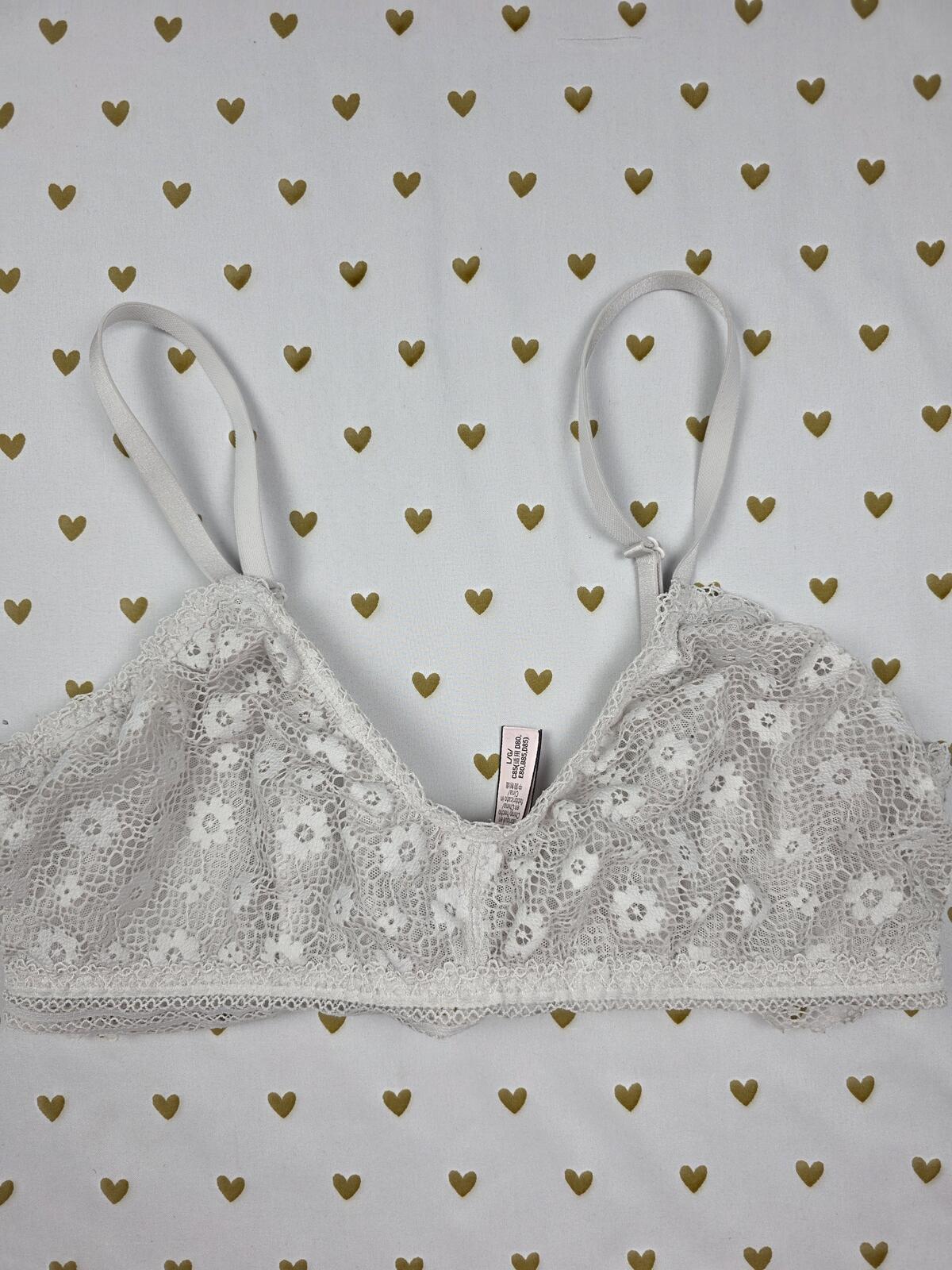 Victorias Secret White Floral Large Bralette Bra Top Tank