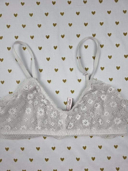 Victorias Secret White Floral Large Bralette Bra Top Tank