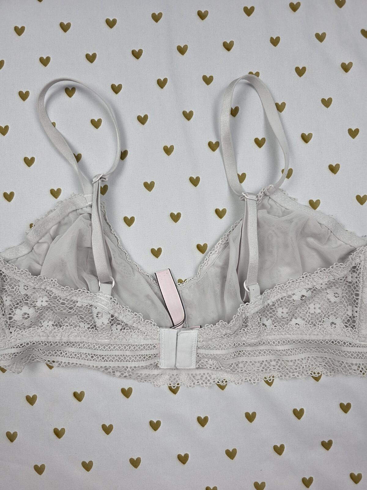 Victorias Secret White Floral Large Bralette Bra Top Tank