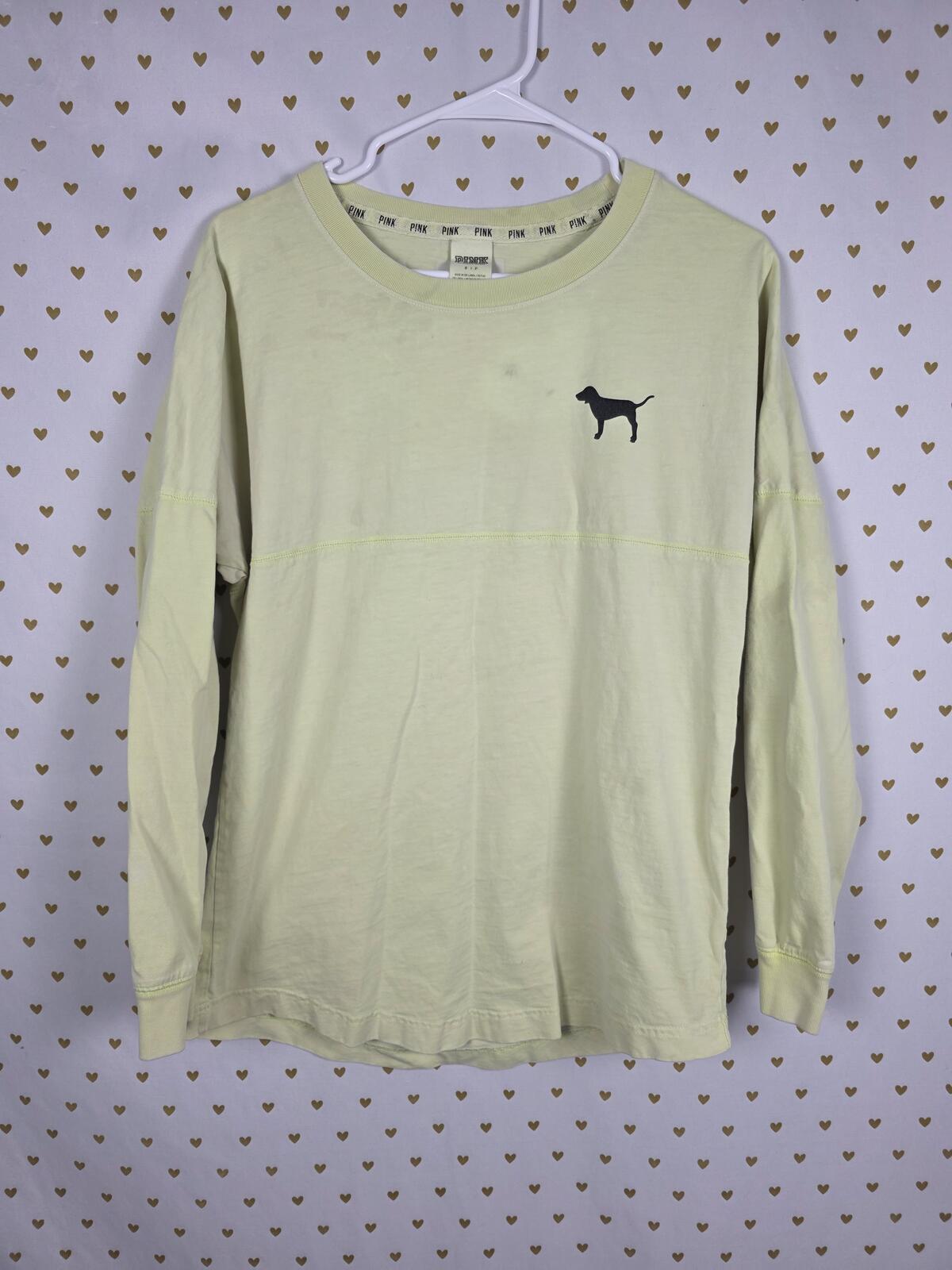Victorias Secret PINK Oversized Thick Campus Long Sleeve Logo Tee SMALL