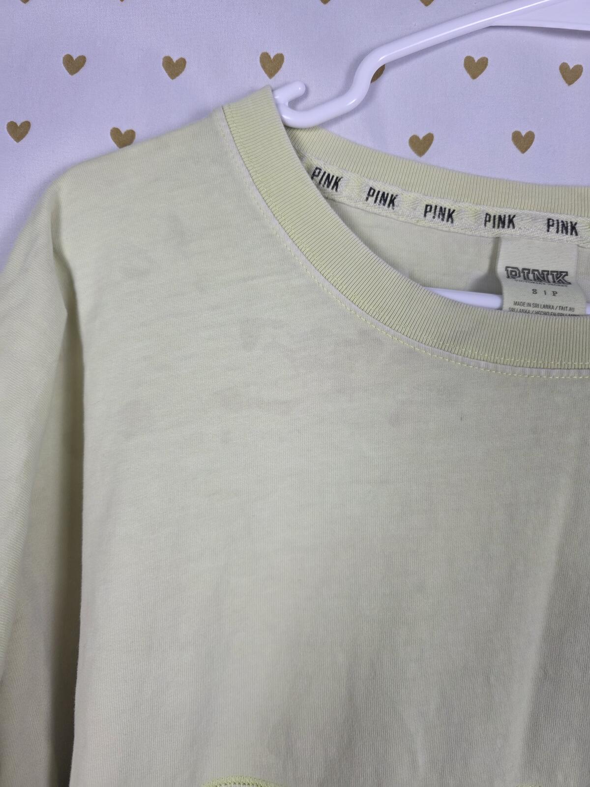 Victorias Secret PINK Oversized Thick Campus Long Sleeve Logo Tee SMALL