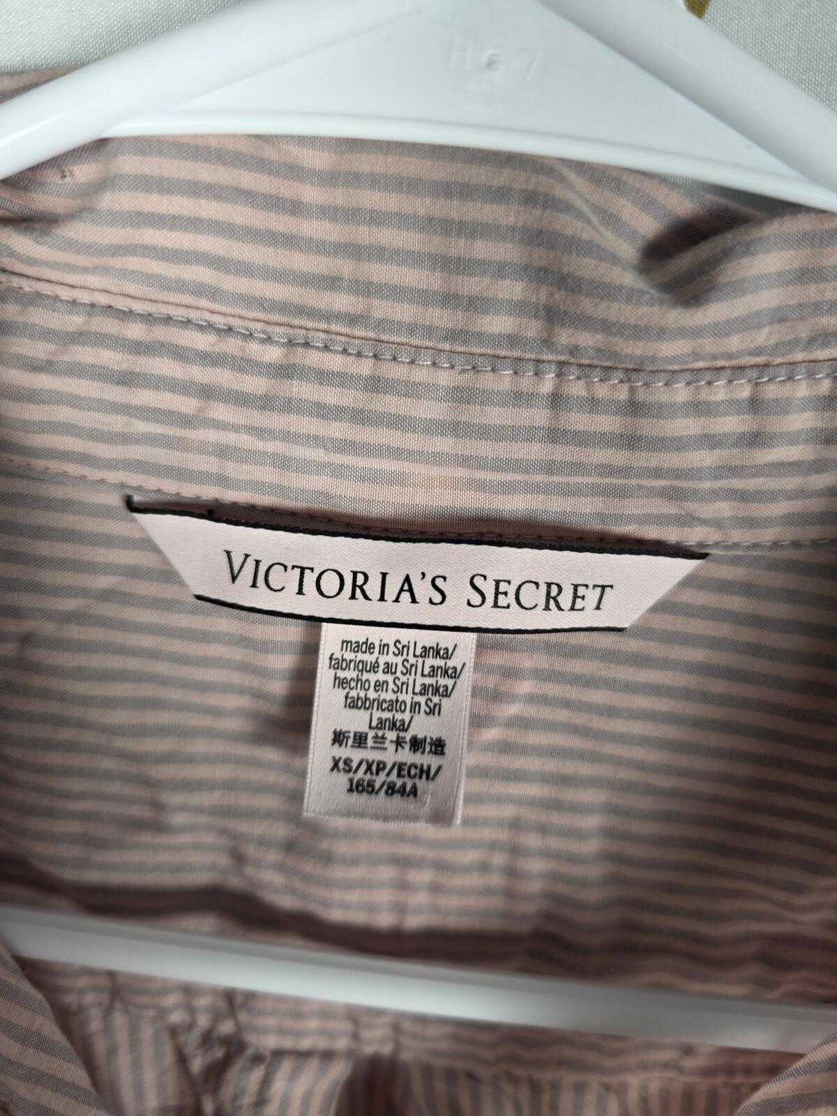 Victorias Secret Button Down Long XS Striped Sleep Shirt Pajama Nightgown