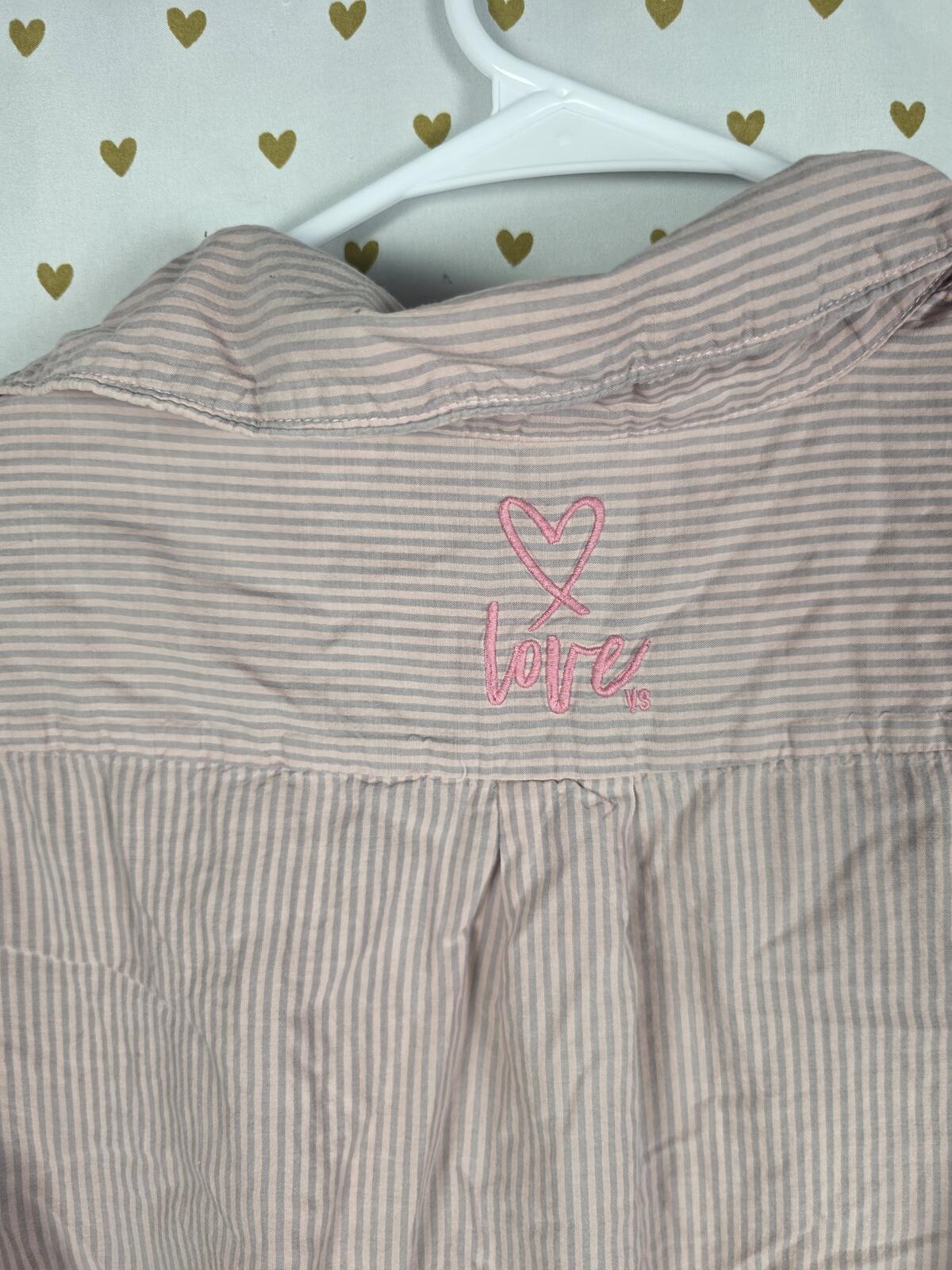 Victorias Secret Button Down Long XS Striped Sleep Shirt Pajama Nightgown