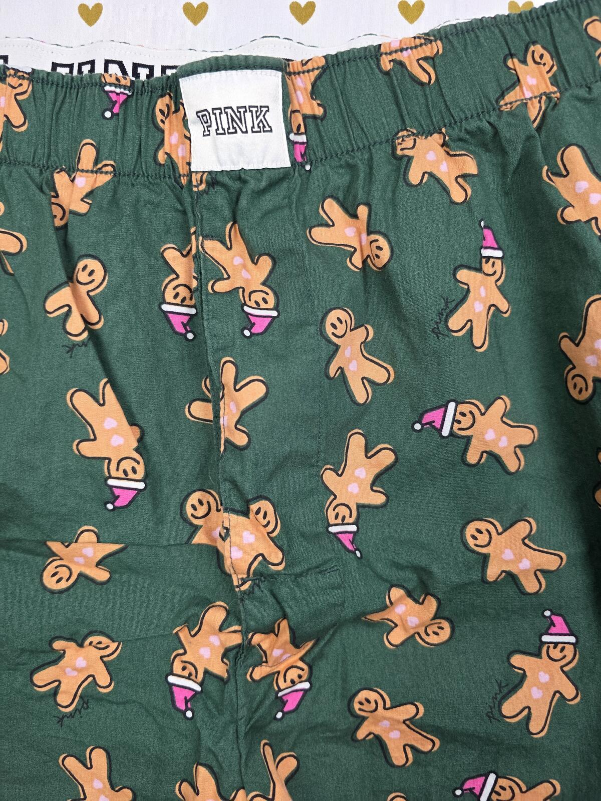 Victorias Secret PINK Gingerbread Man XL Sleep Shorts Boxers Pajama Bottoms
