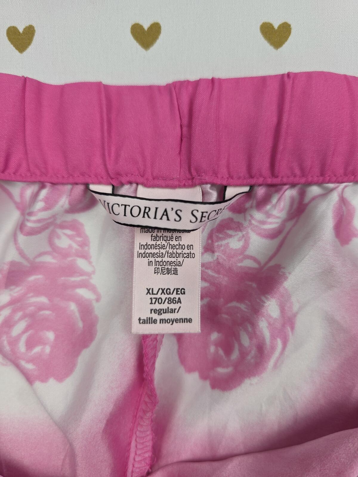 Victorias Secret Satin Silky ROSE Sleep Pants Pajama Bottoms PJ XL Pink