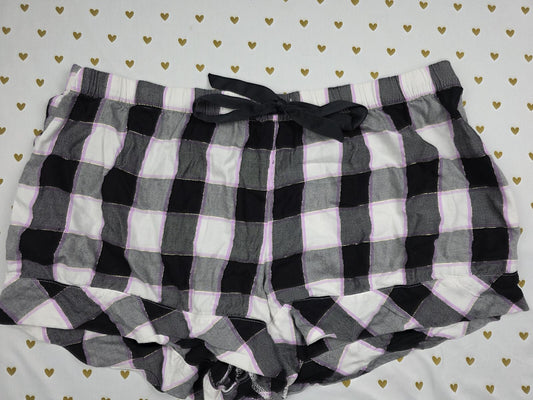 Victorias Secret Plaid Black Checkered XL Sleep Shorts Boxers Pajama Bottoms