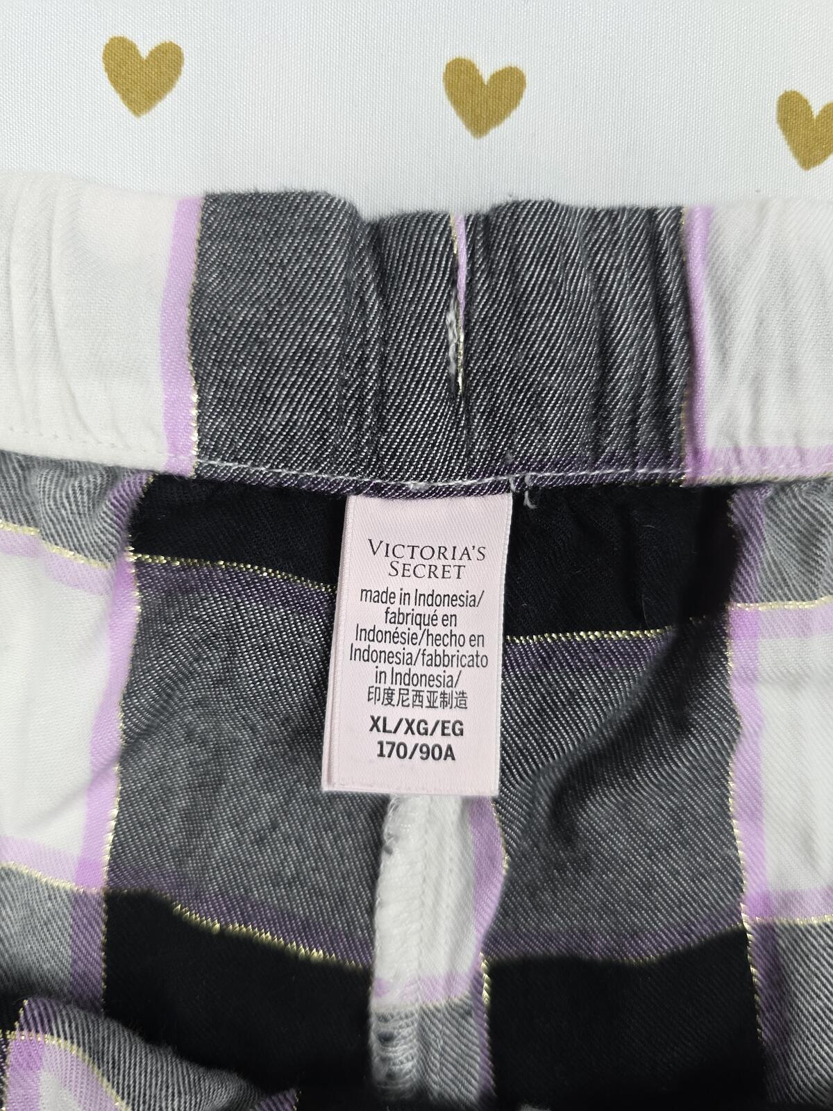 Victorias Secret Plaid Black Checkered XL Sleep Shorts Boxers Pajama Bottoms