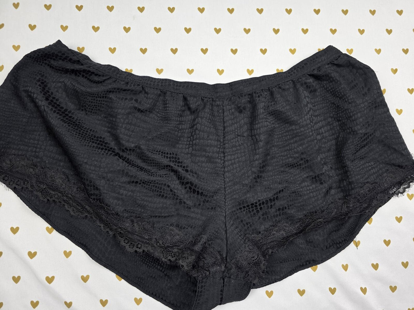 Victorias Secret Black Sain Animal Print MED Sleep Shorts Boxers Pajama Bottoms