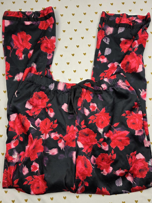 Victorias Secret Floral Rose Satin Sleep Pants Silky Pajama SMALL