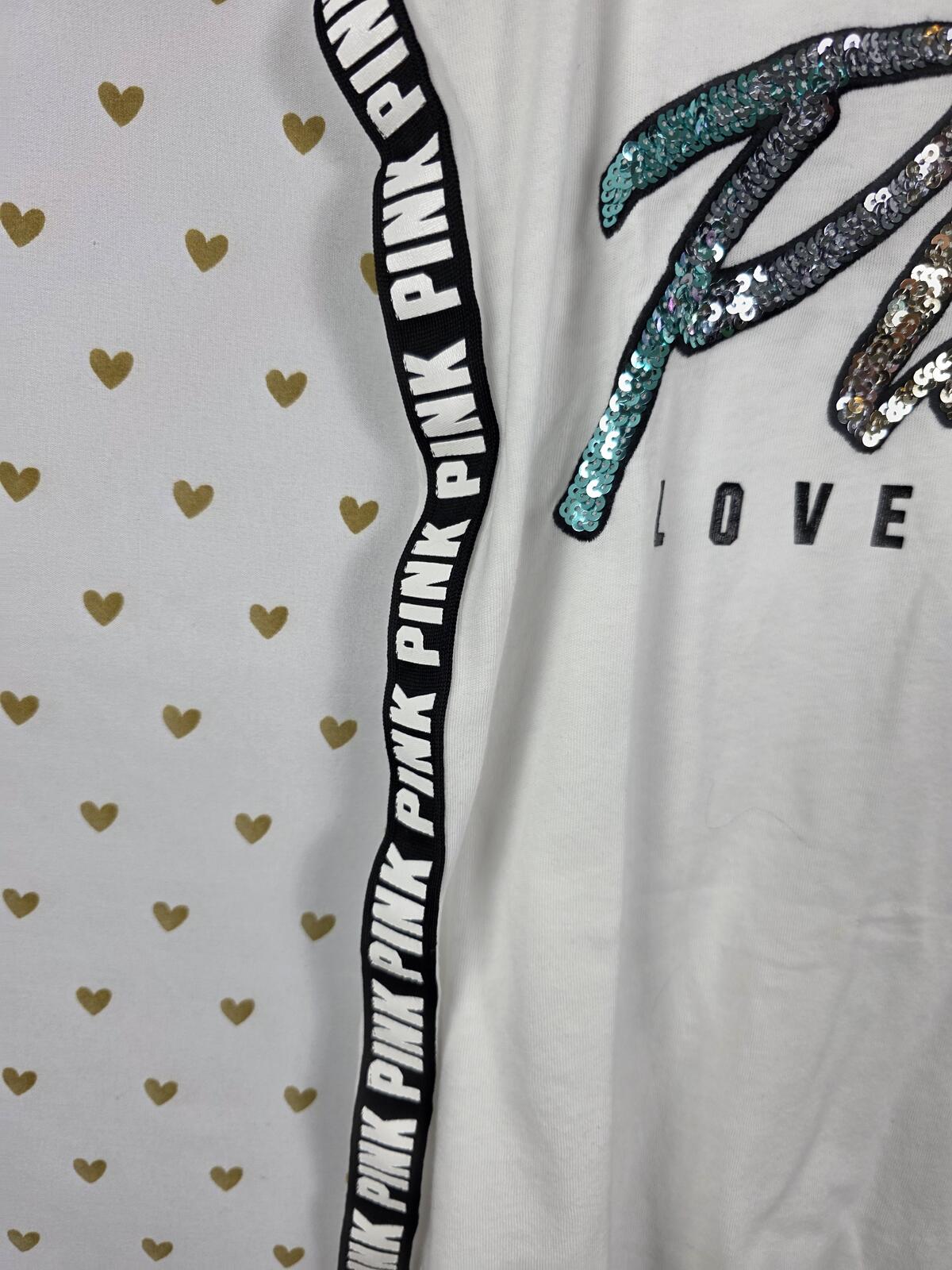 Victorias Secret PINK Gradient Rainbow Sequin BLING HTF Tank Yoga Pants SMALL
