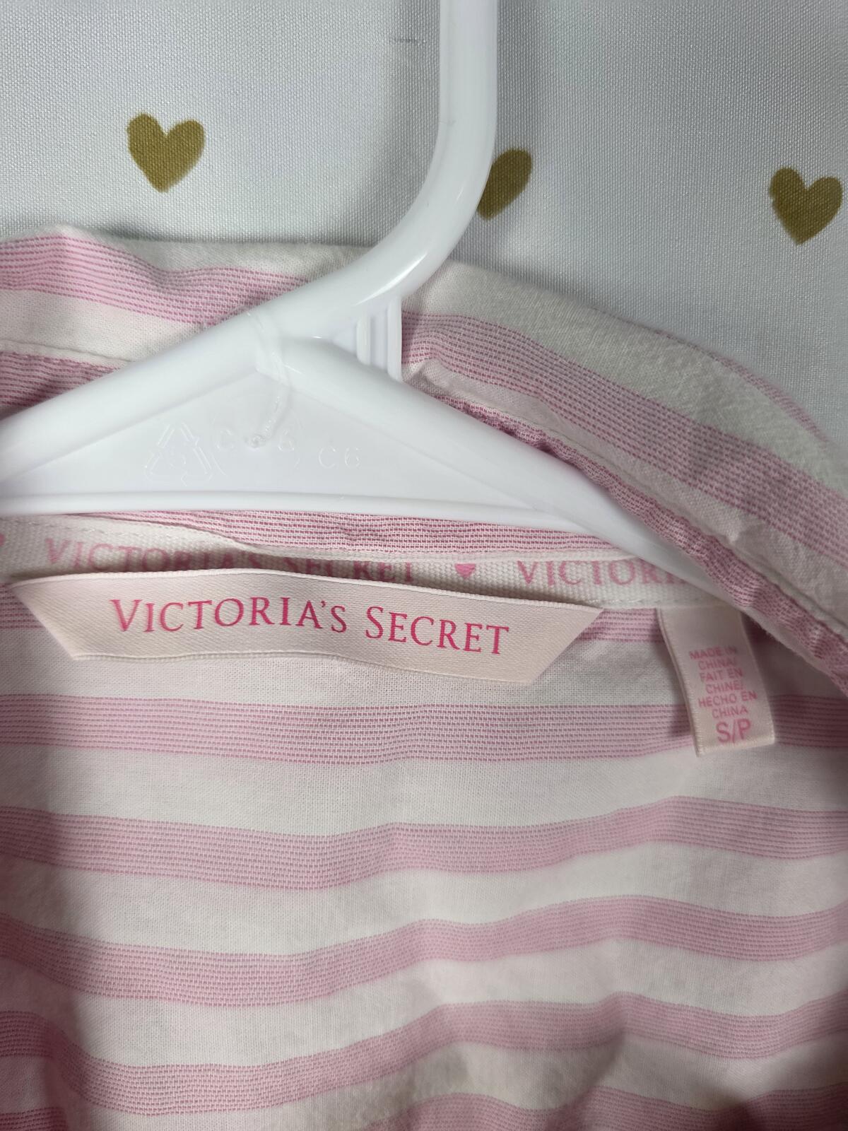 Victorias Secret Striped Long Nightgown Button Down Sleep Shirt Pajama SMALL