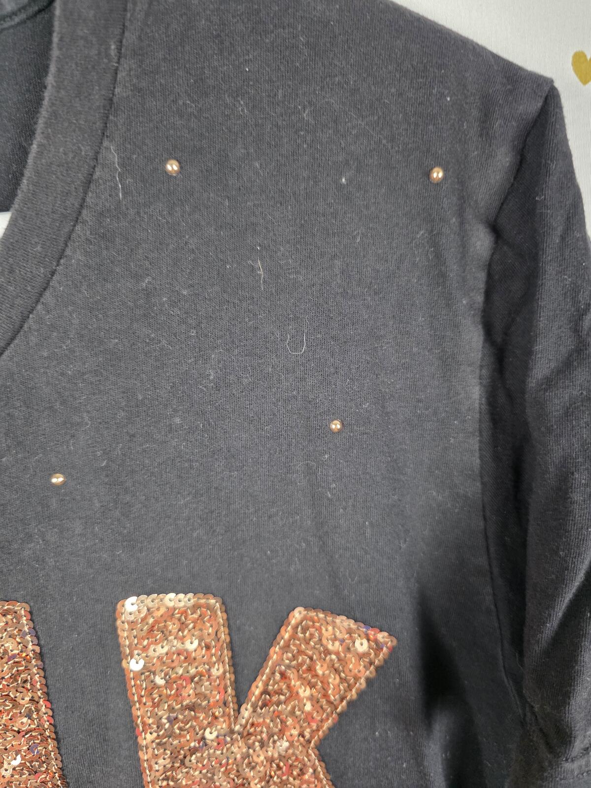 Victorias Secret PINK Bling Studded Gold Sequined Tee Shirt XL