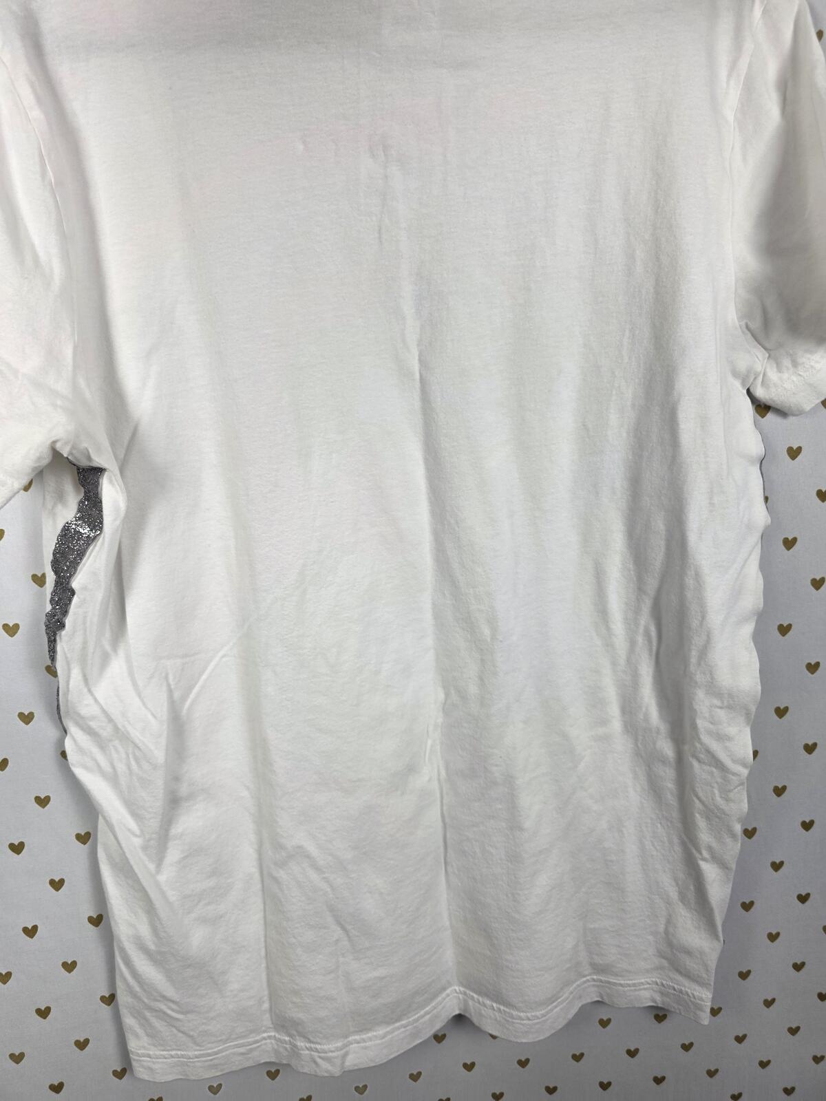Victorias Secret PINK BLING Gradient Sequined Glitter Tee Shirt White MEDIUM