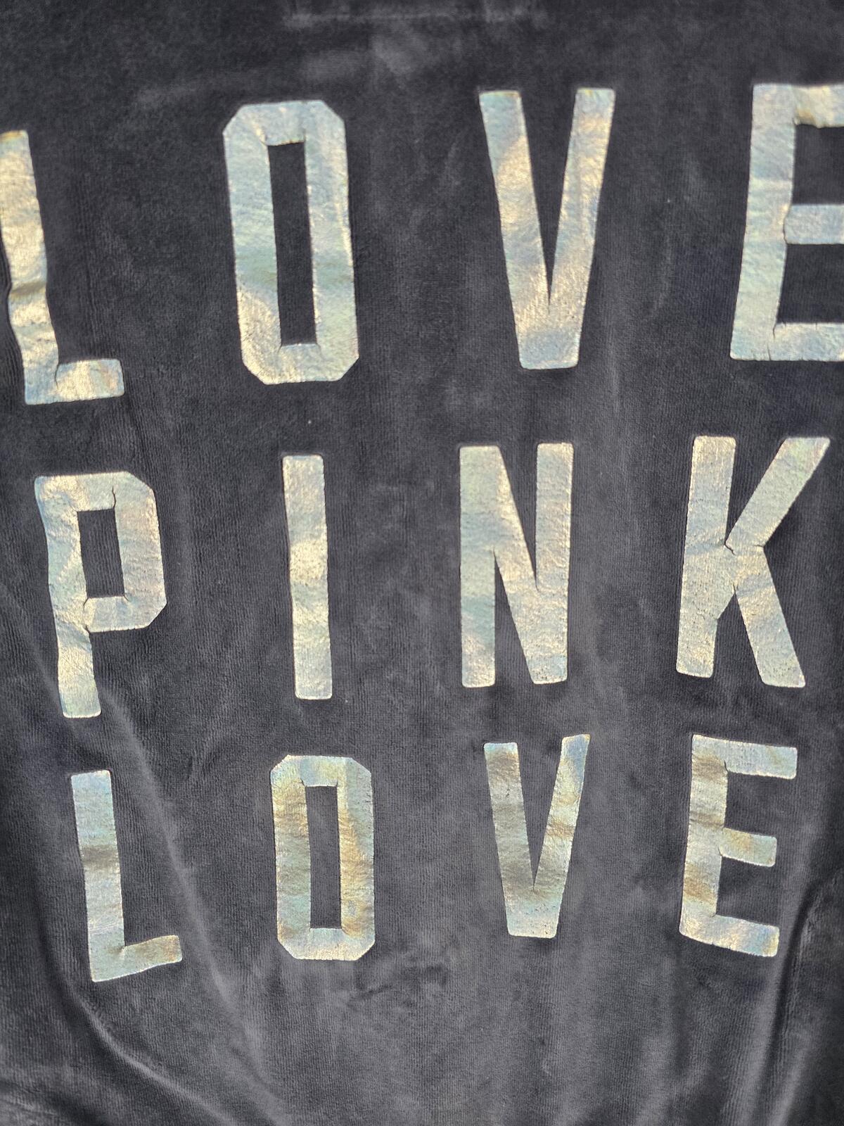 Victorias Secret Pink Grey VELOUR LOVE Logo Full Zip hoodie jacket XS