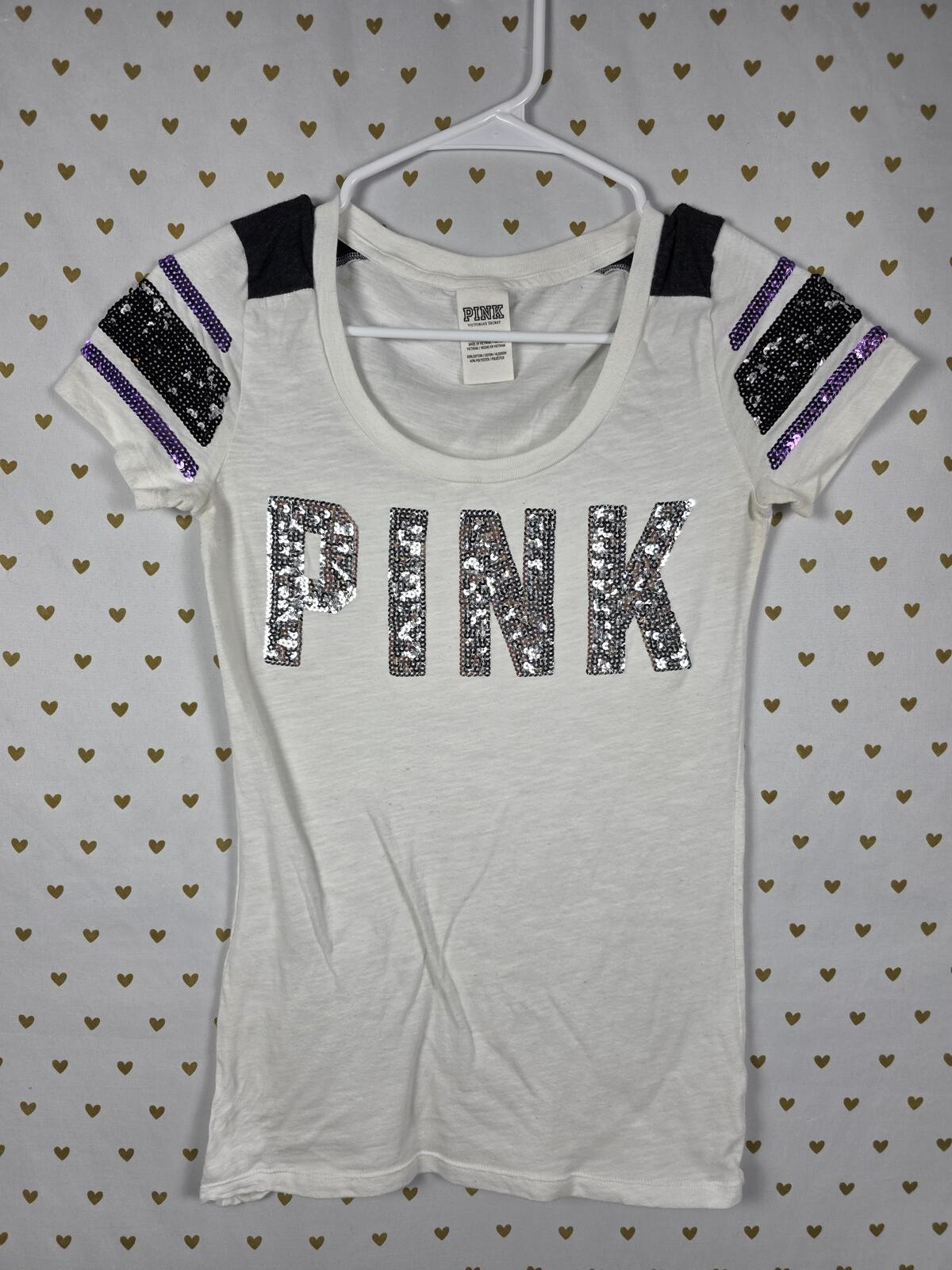 Victorias Secret PINK Bling Sequined Tee shirt XS