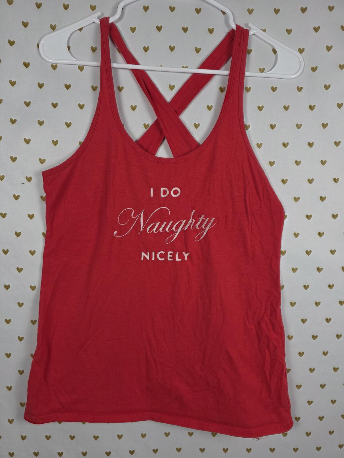 Victorias Secret I DO NAUGHTY NICELY Tank Top Cross back MEDIUM