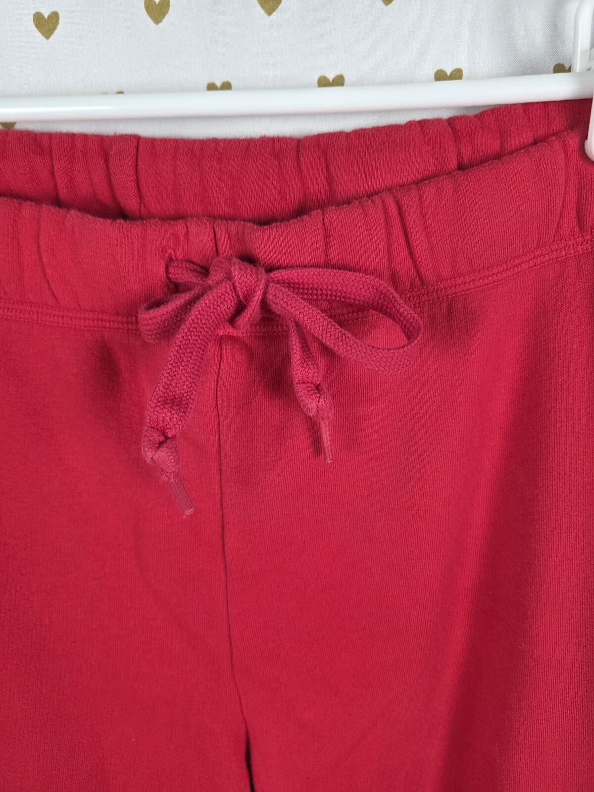 Victorias Secret PINK Red logo Flared Raw Hem Sweats Sweatpants LARGE