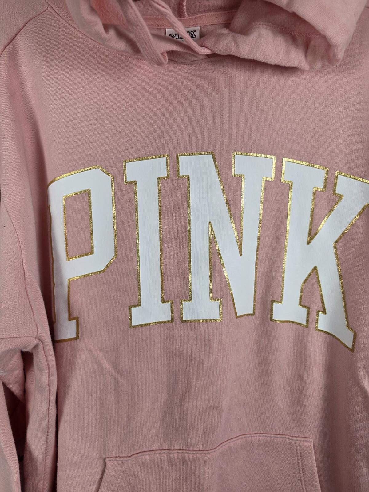 Victorias Secret Pink Oversized Logo Pullover Hoodie Sweater Peach LARGE