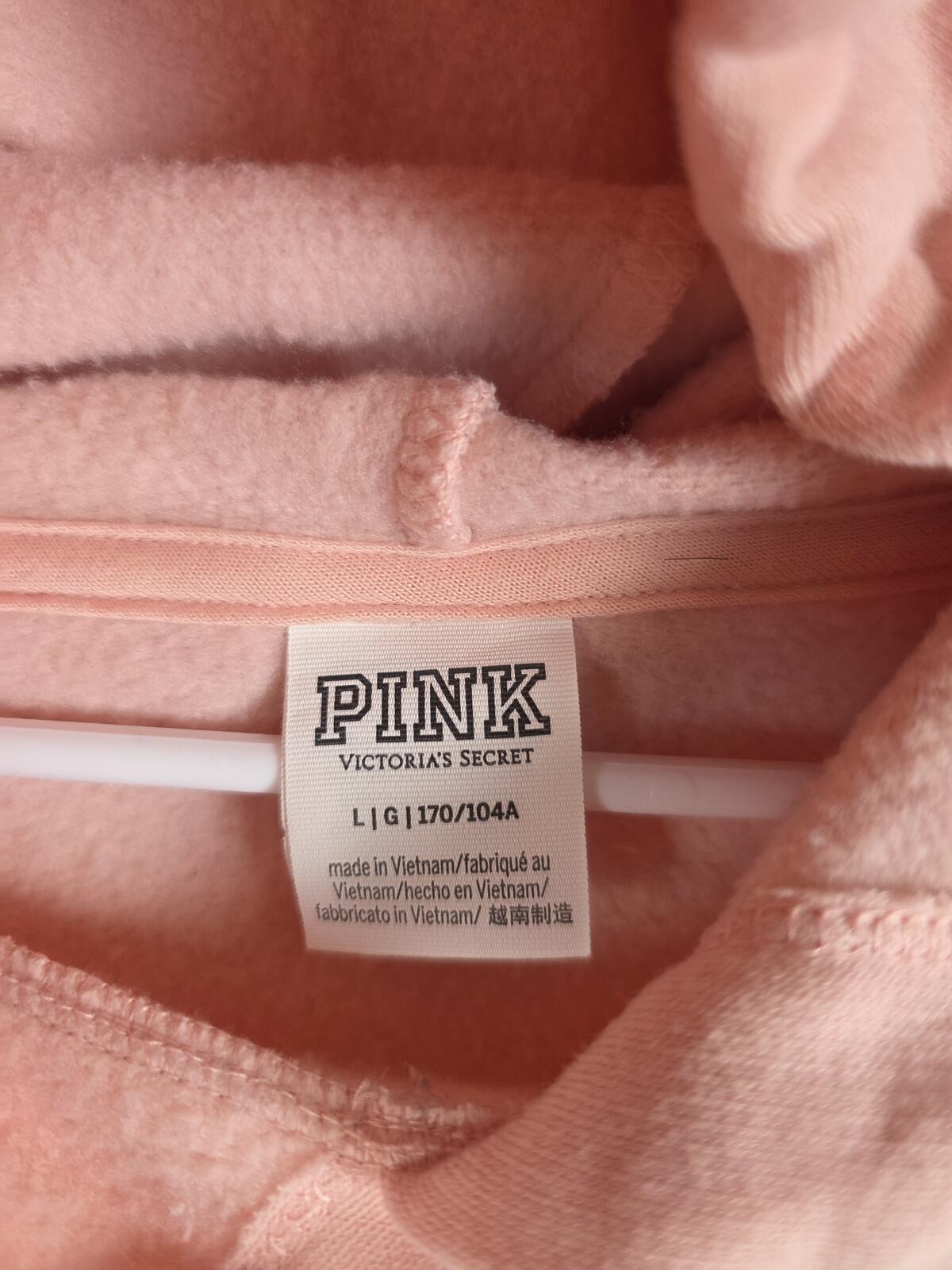 Victorias Secret Pink Oversized Logo Pullover Hoodie Sweater Peach LARGE
