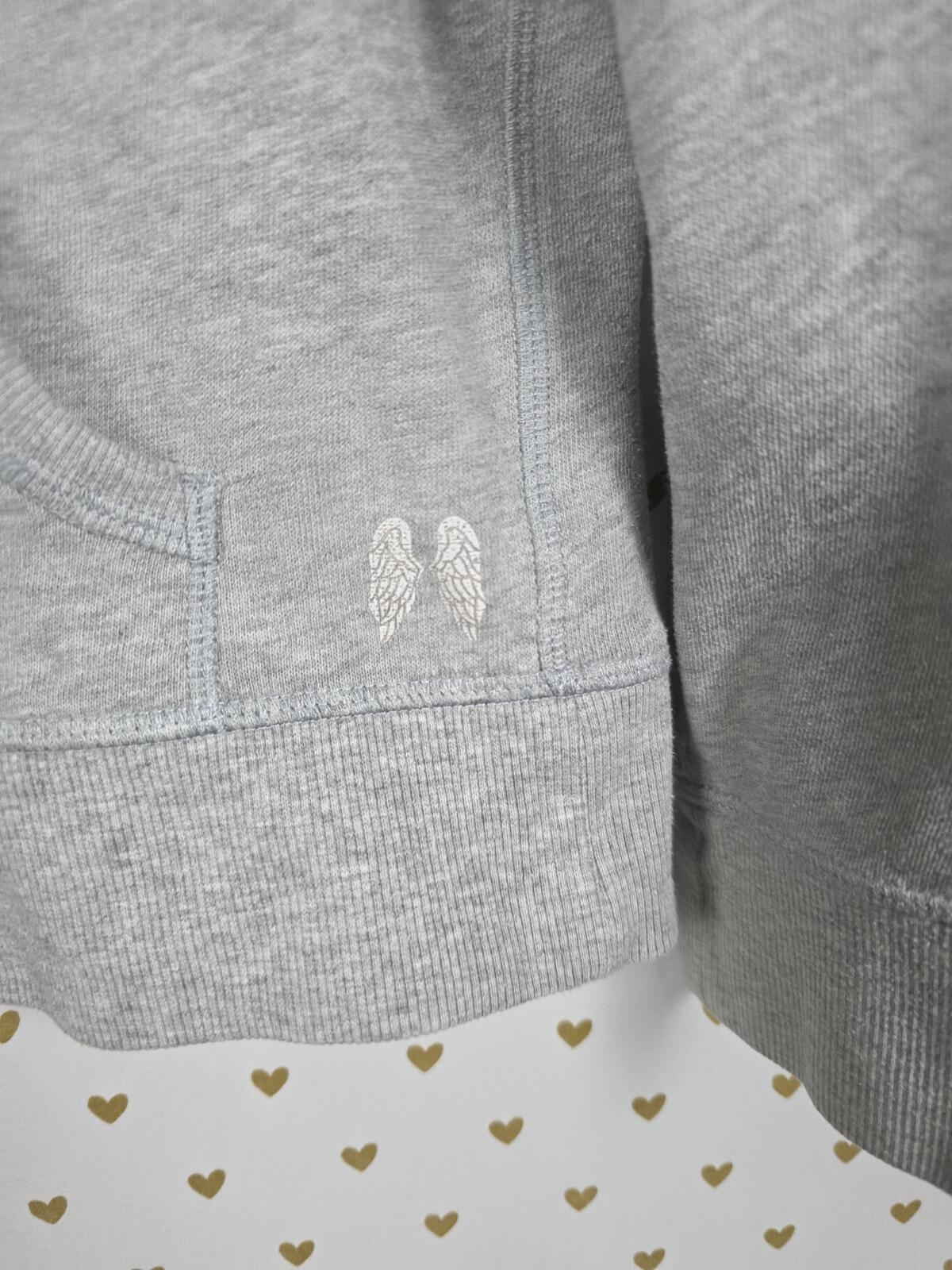 Victorias Secret BLING SEQUINED MIAMI Wings Hoodie Grey Full Zip MEDIUM