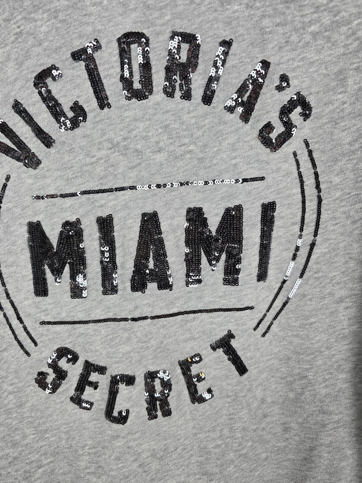 Victorias Secret BLING SEQUINED MIAMI Wings Hoodie Grey Full Zip MEDIUM