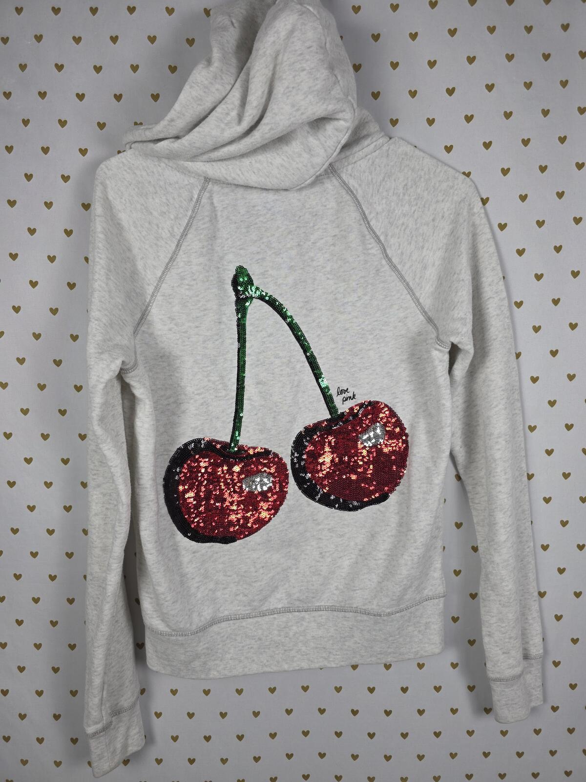 Victorias Secret Pink VEGAS Bling CHERRIES HTF Hoodie Full Zip Hoodie Jacket S