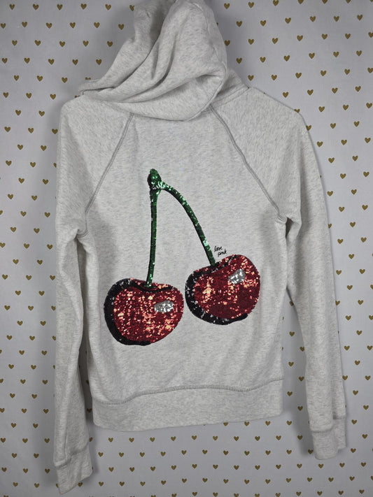 Victorias Secret Pink VEGAS Bling CHERRIES HTF Hoodie Full Zip Hoodie Jacket S