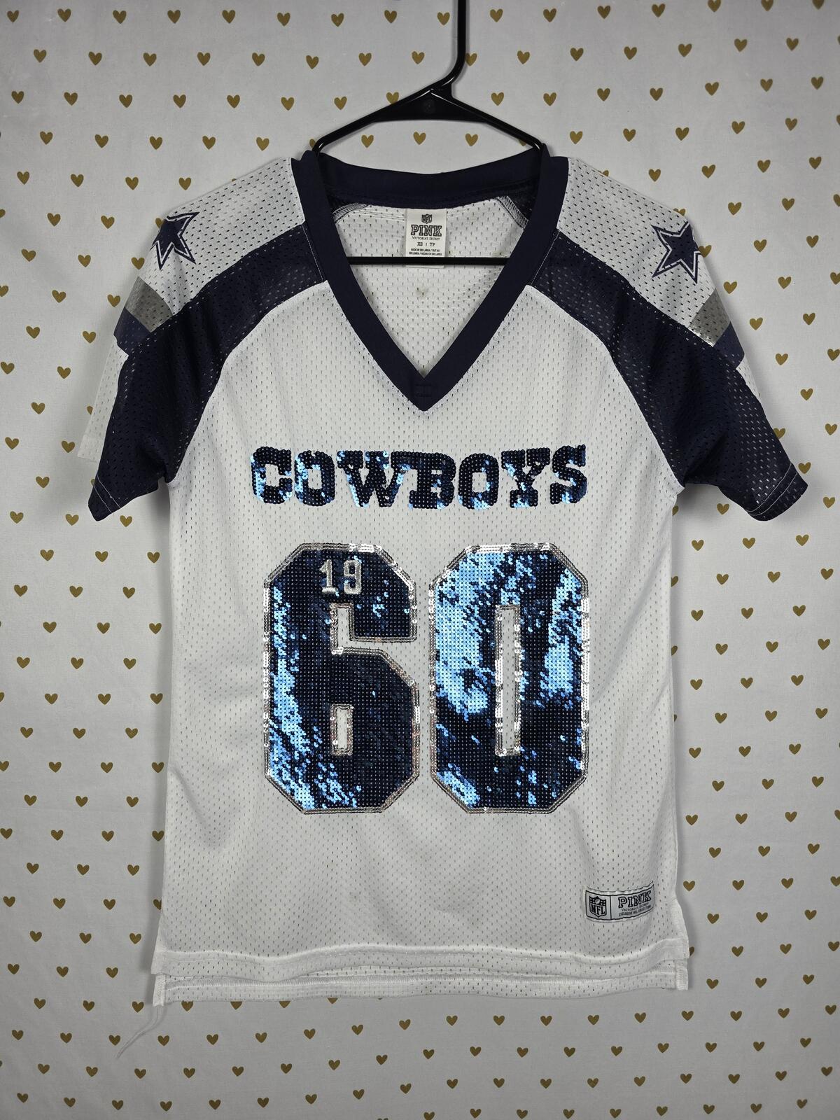 Victorias Secret PINK NFL BLING Sequined DALLAS COWBOYS Football Jersey XS