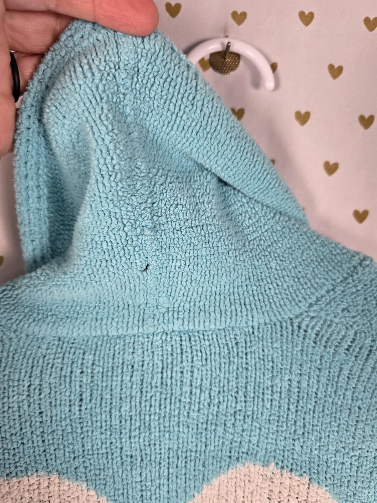 Victorias Secret Vintage HEART Heavy Warm Blue Robe 90's Knit Bath Cover Up MED