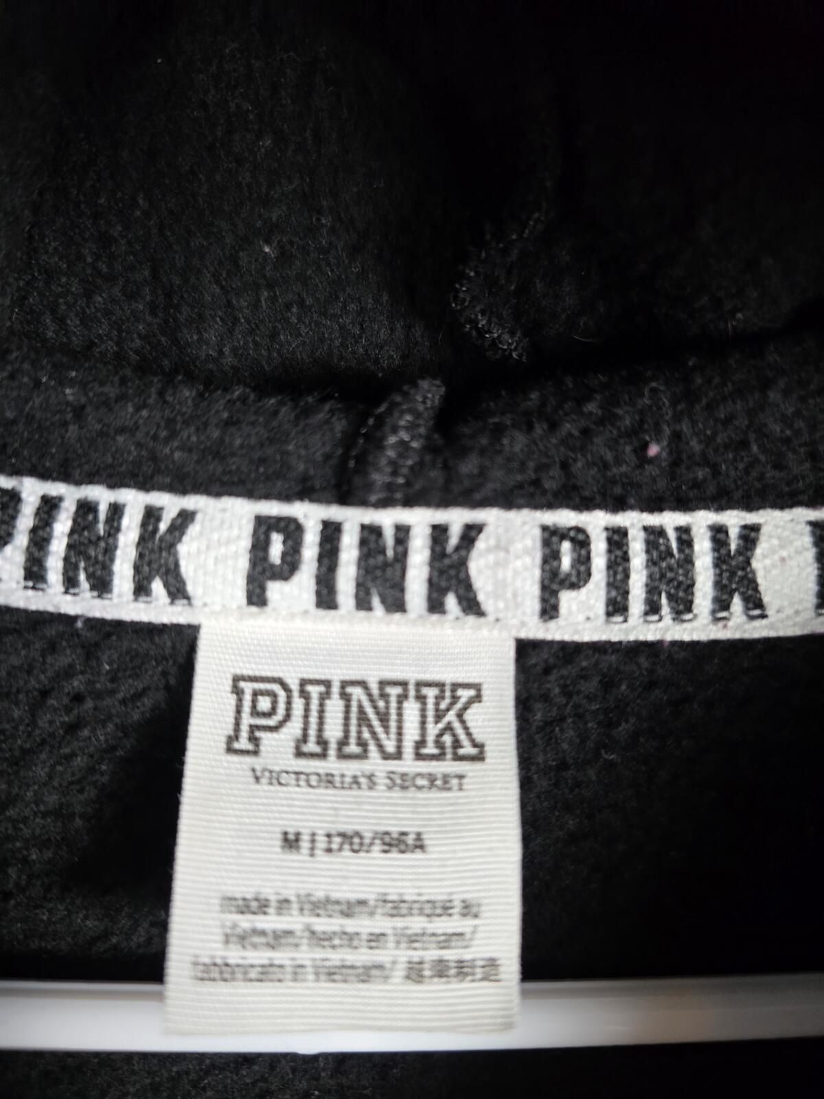 Victorias Secret Pink BLING SEQUINED Rose LOVE Pullover Hoodie Sweater Medium