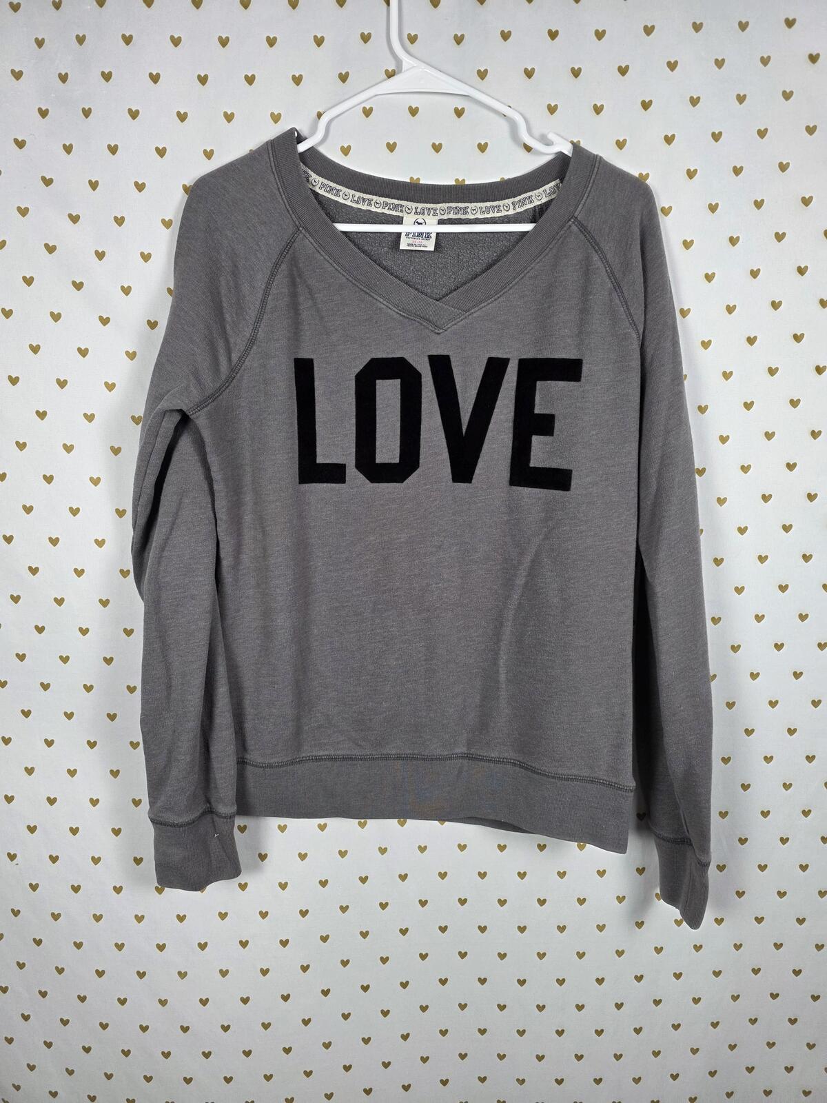 Victorias Secret Pink Vintage y2k Grey Cheetah Leopard Sweater Shirt Logo Medium