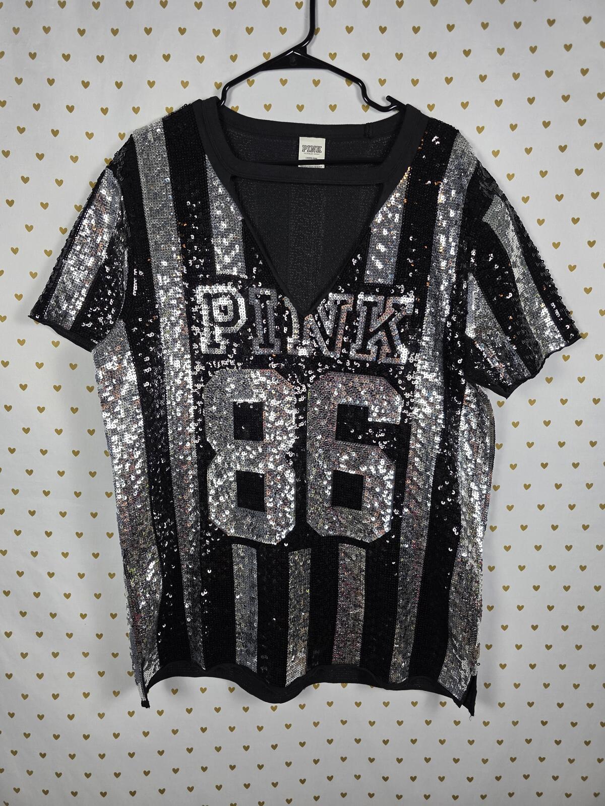 Victorias Secret PINK FASHION SHOW MEGA BLING Jersey Large Sequined HTF