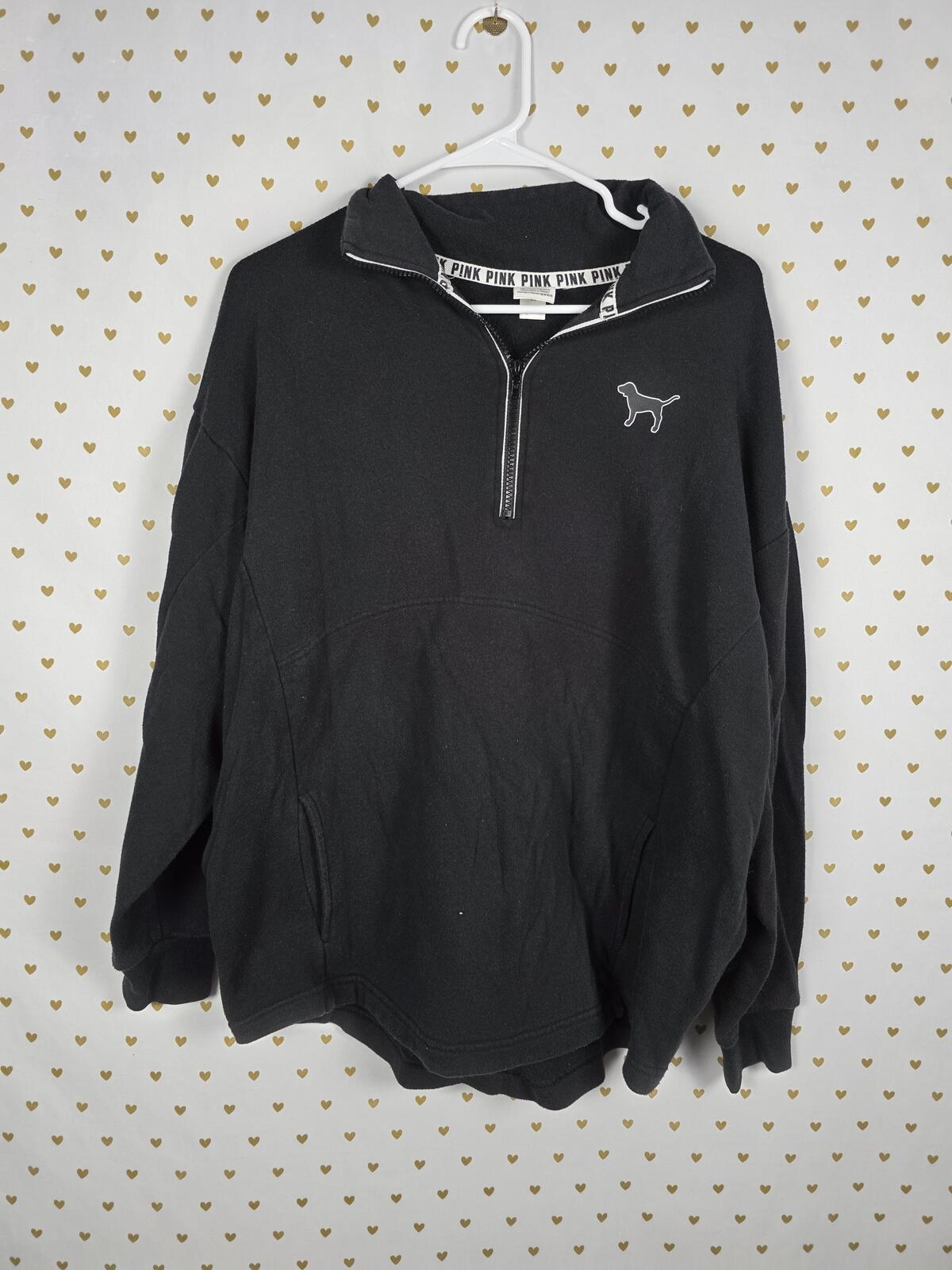 Victorias Secret Pink Quarter Sleeve Logo Pocket Sweater Oversized SMALL