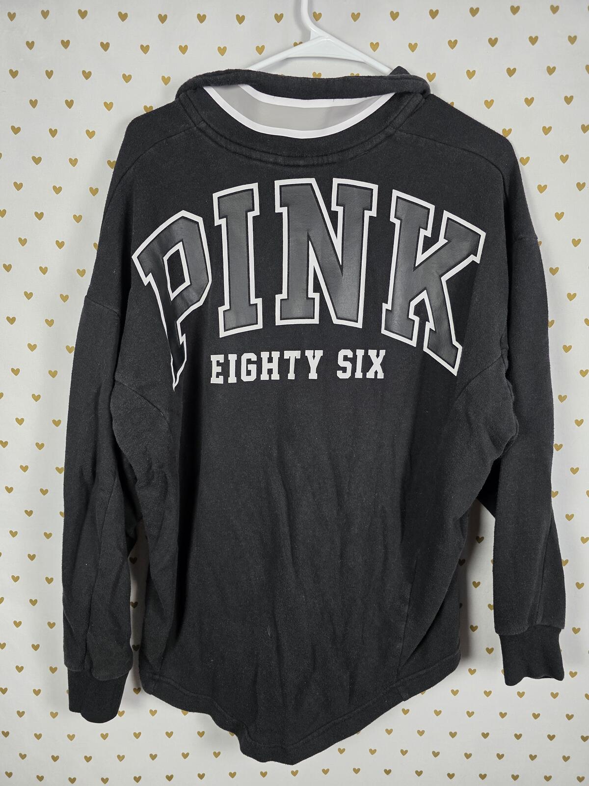 Victorias Secret Pink Quarter Sleeve Logo Pocket Sweater Oversized SMALL