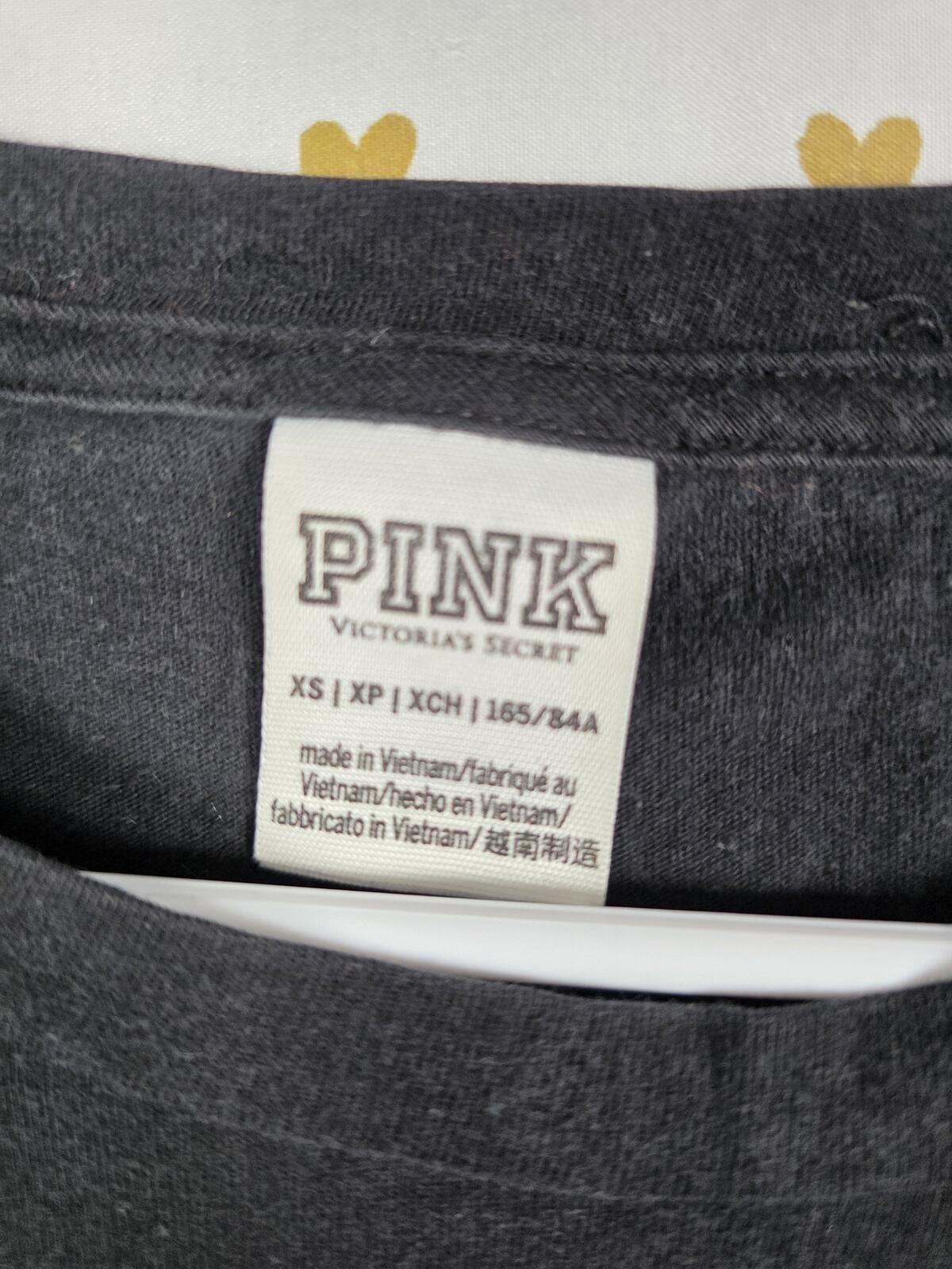 Victorias Secret PINK Matte BLING Sequined Logo Tee shirt XS Oversized