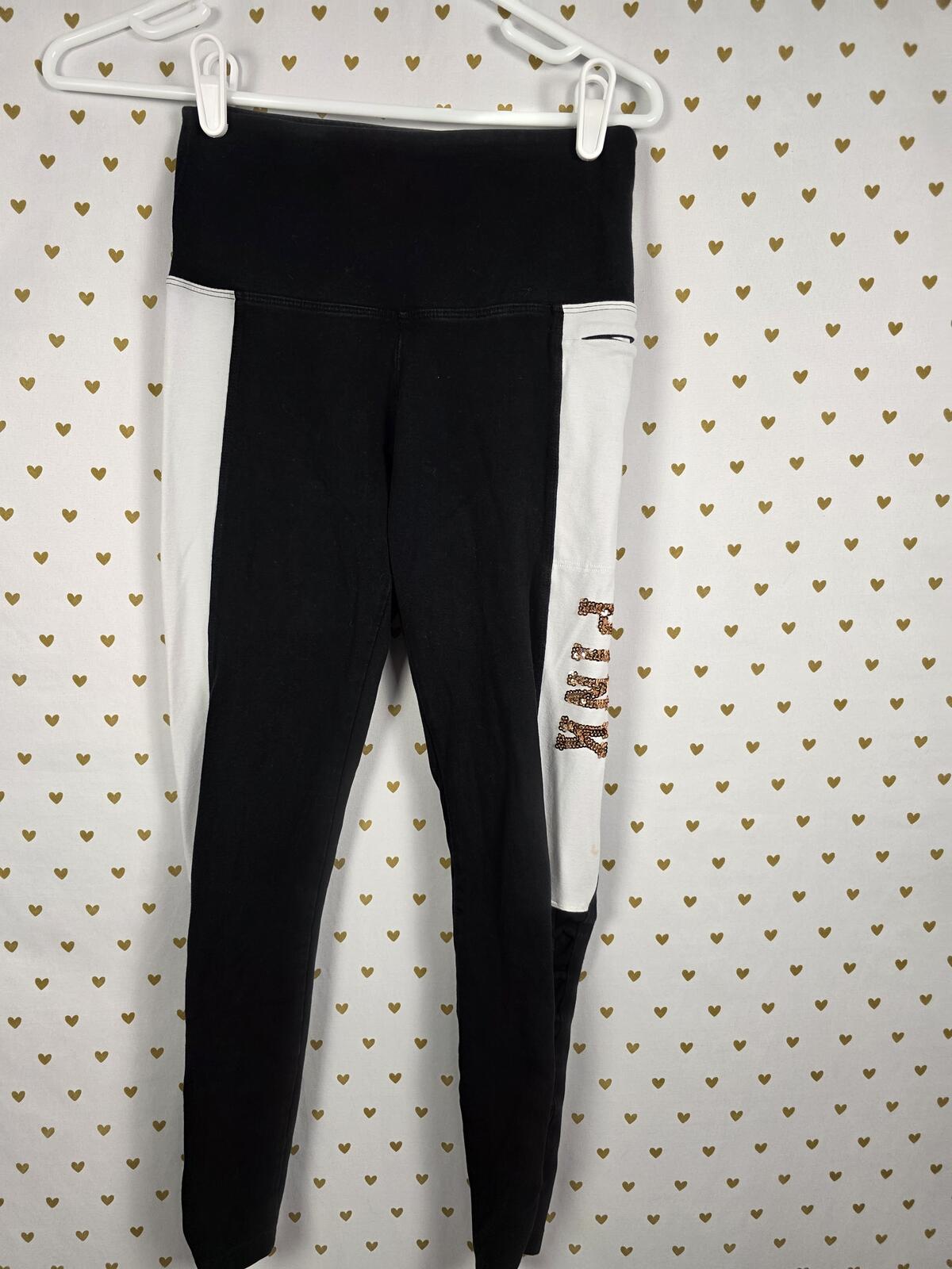 Victorias Secret PINK BLING Cutout Yoga Pants Leggings Small Gold Sequined