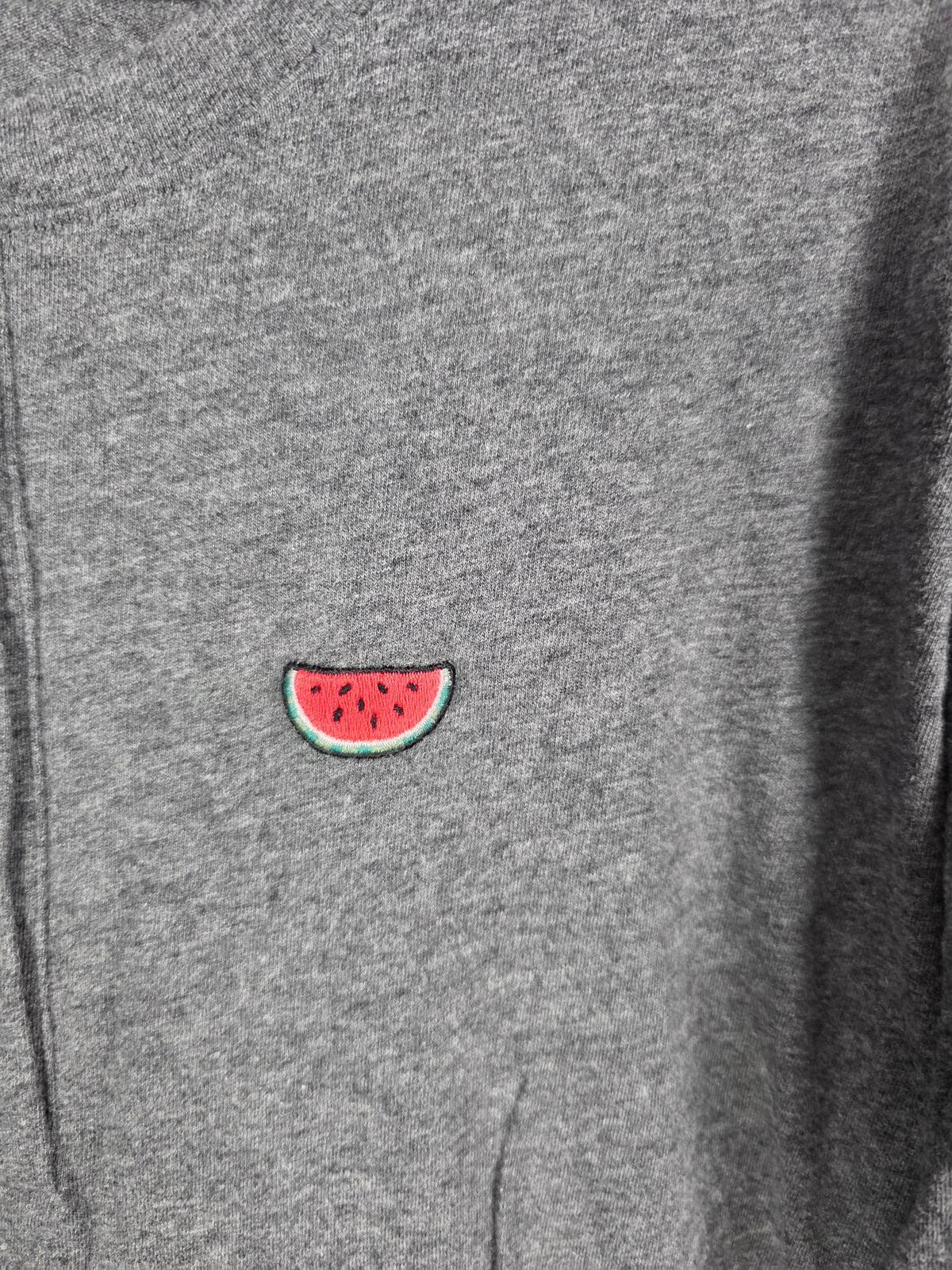 Victorias Secret PINK Watermelon Logo Long Sleeve Tee Shirt Grey SMALL